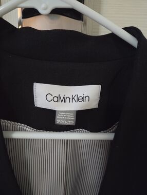 Calvin Klein Black Blazer with Black-and-White Striped Lining